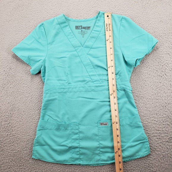 Greys Anatomy Shirt Mens XS Blue V Neck medical Adjustable Scrub Top Pocket - Picture 11 of 14